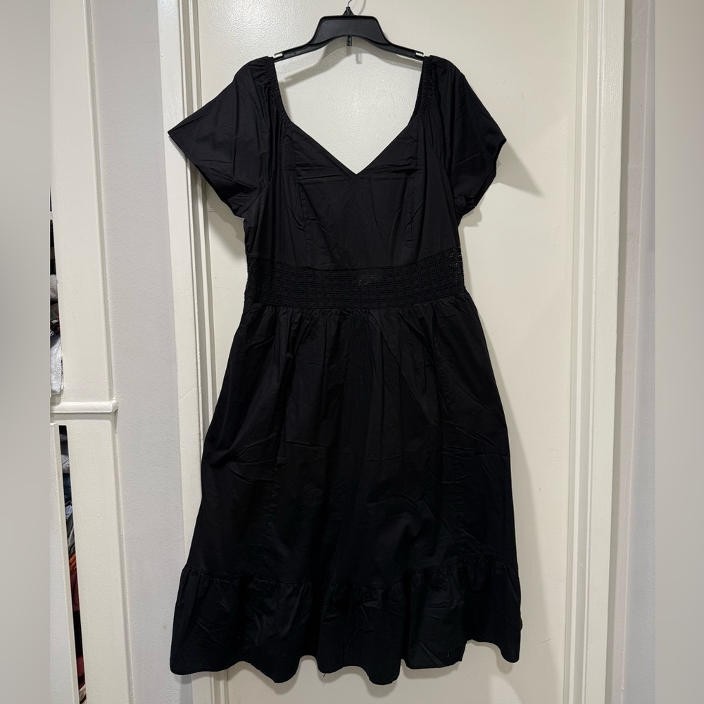 TORRID NWT Midi Poplin Sheer Waist Dress